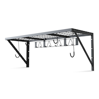 Mastercraft Gear Rack Storage Organization System with Hooks, Black, 48-in (122 cm) Front_Three_Fourths_Angled_Left