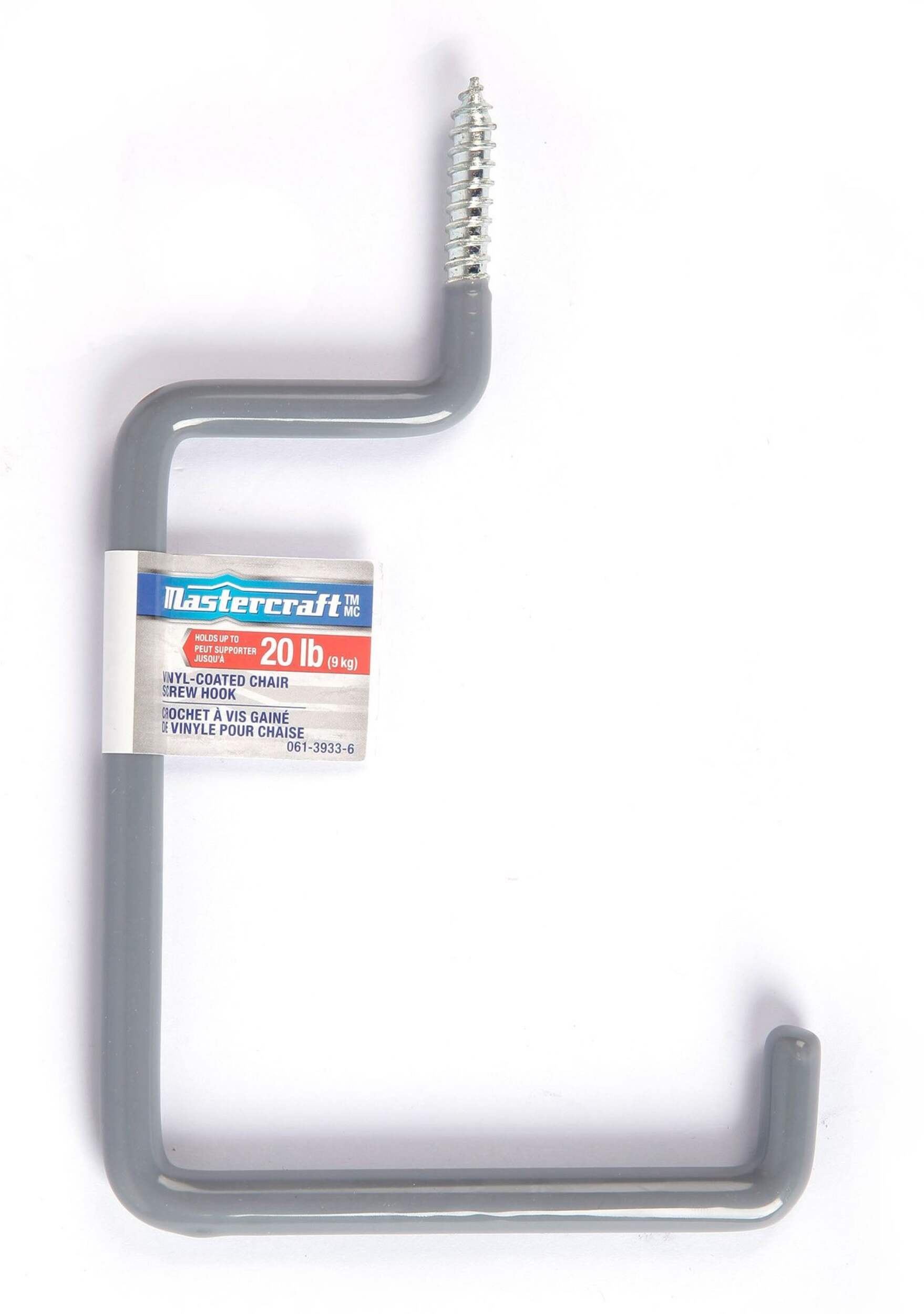 Mastercraft Screw Mount Vinyl-Coated Chair Hook, Up to 9-kgs Front_Flat