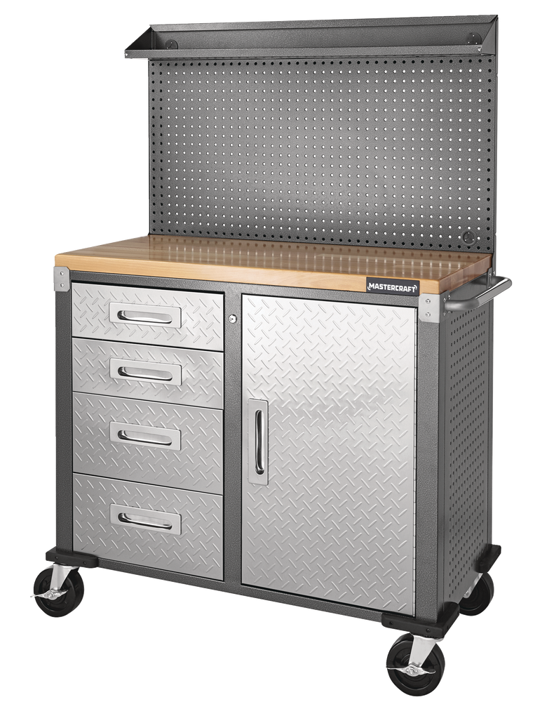 Mastercraft 4 Drawer, 1Door Wooden Top Workstation + with