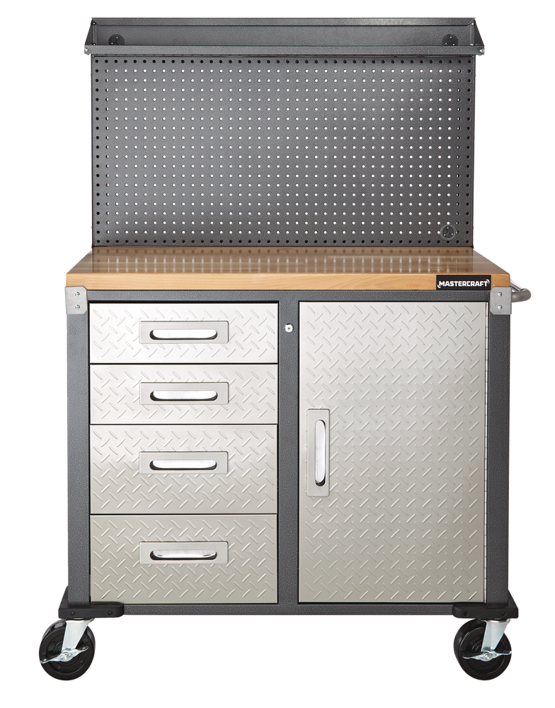 Mastercraft 4 Drawer, 1Door Wooden Top Workstation + with