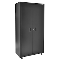 Mastercraft 2-Door Tall & Wide Cabinet with 3 Adjustable Shelves, Black Series, 36.5 x 18 x 72-in Front_Three_Fourths_Angled_Right
