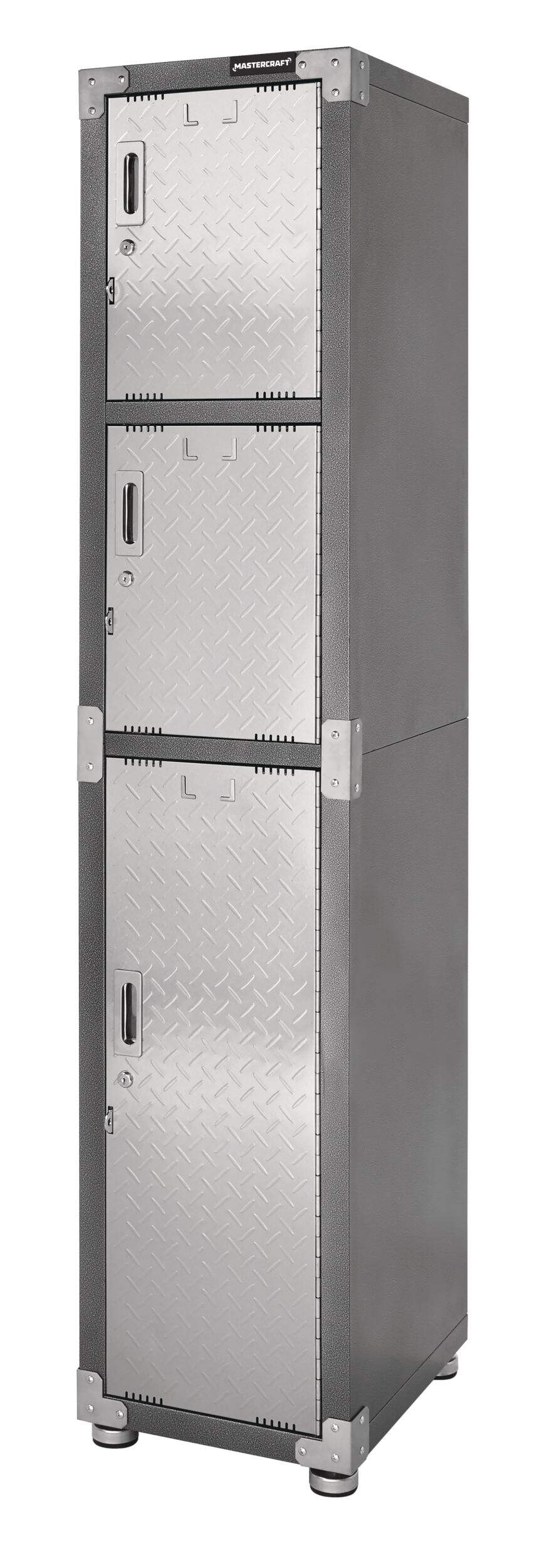 Mastercraft 3-Door Locker with 3 Shelves, Diamond Series, 15 x 18 x 72-in Front_Three_Fourths_Angled_Left