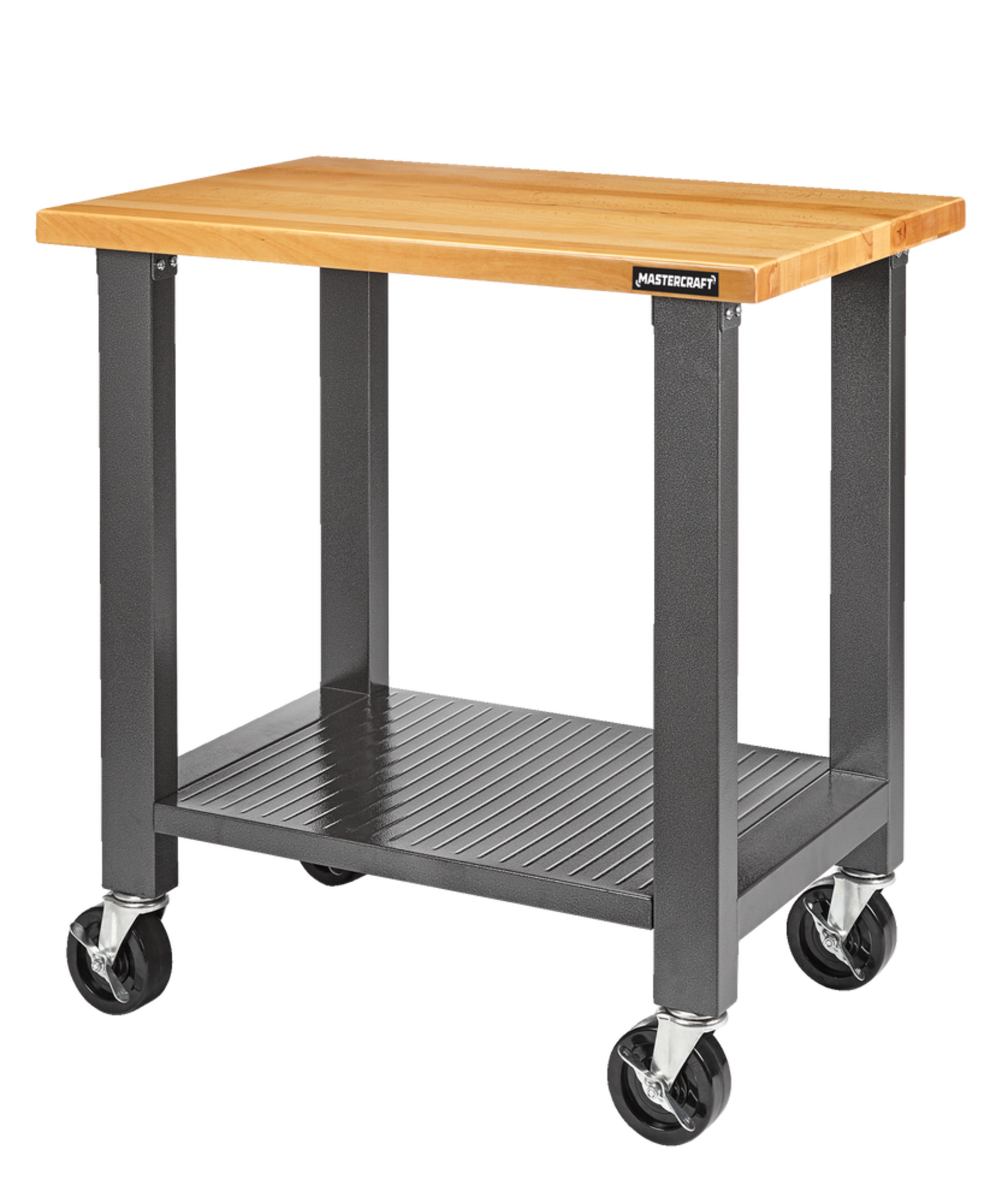 Mastercraft Heavy-Duty Wooden Top Work Bench/Table, Mobile, 91.4  x 61 x 96.5 cm Front_Angled_Left