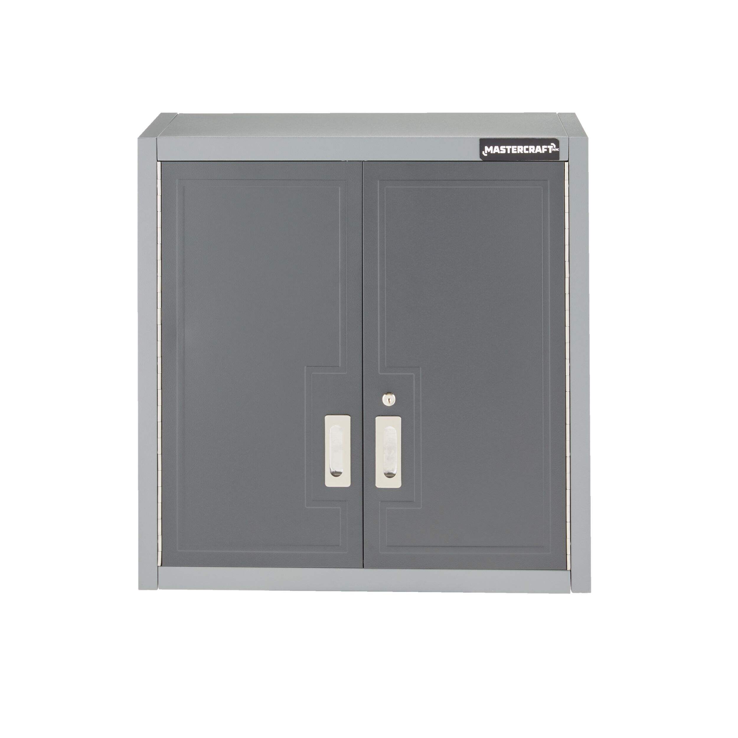 Armoire murale à 2 portes avec 2 tablettes réglables Mastercraft, série Grey, 28 x 28 x 12 po Front_Three_Fourths_Angled_Left