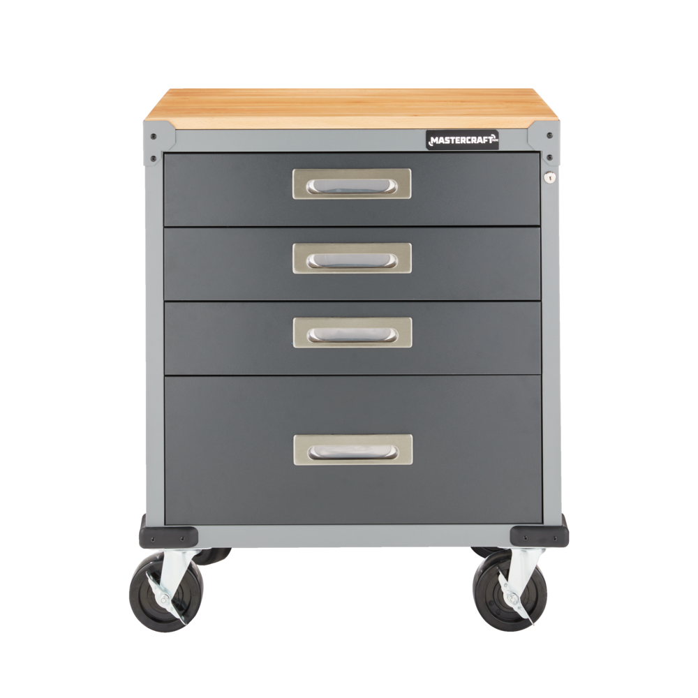 Mastercraft 4 Drawer Wooden Top Base Cabinet With Wheels Grey Series   Mastercraft Grey 28 Wide 4 Drawer Base Cabinet 42205641 9300 4f11 8ba5 1216d44ef580 