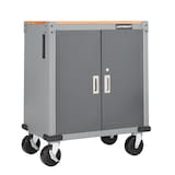 Mastercraft 2-Door Wooden Top Base Cabinet, Mobile, 87.6  x 71 x 45.7 cm, Grey Front_Three_Fourths_Angled_Right