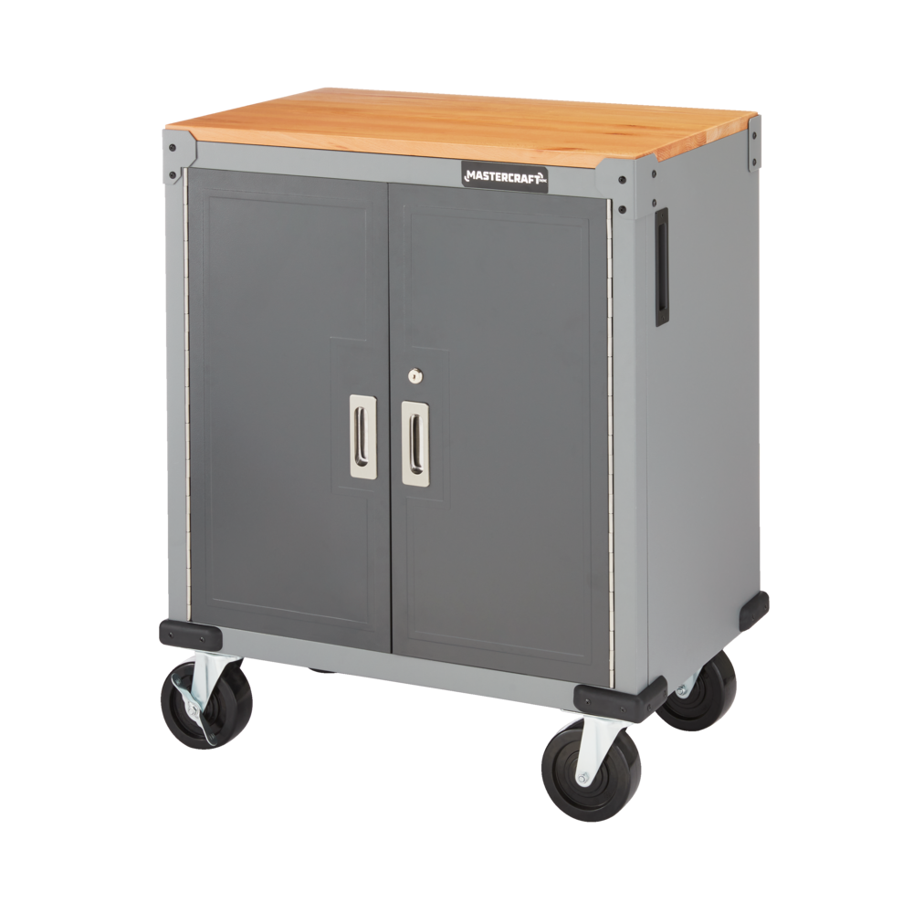 Mastercraft 2 Door Wooden Top Base Cabinet With Wheels Grey Series 34   Mastercraft Grey 28 Wide Base Cabinet With Doors A447a7f1 Fe9a 4a5a Bc3a Fb2eff4f48c8 