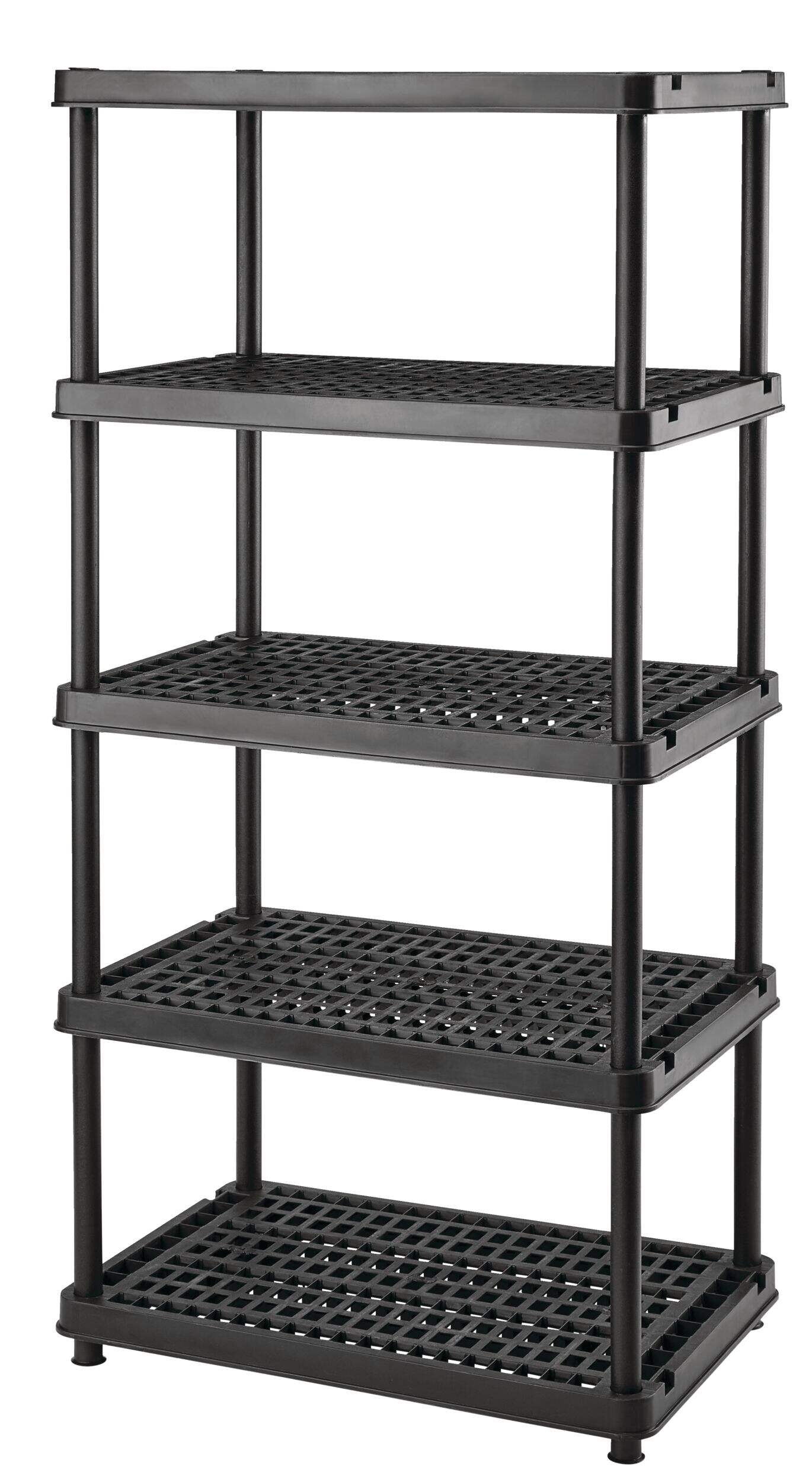 Mastercraft 5-Shelf Resin/ Plastic Storage Rack/ Shelving Unit, 36 x 24 x 72-in Front_Angled_Left