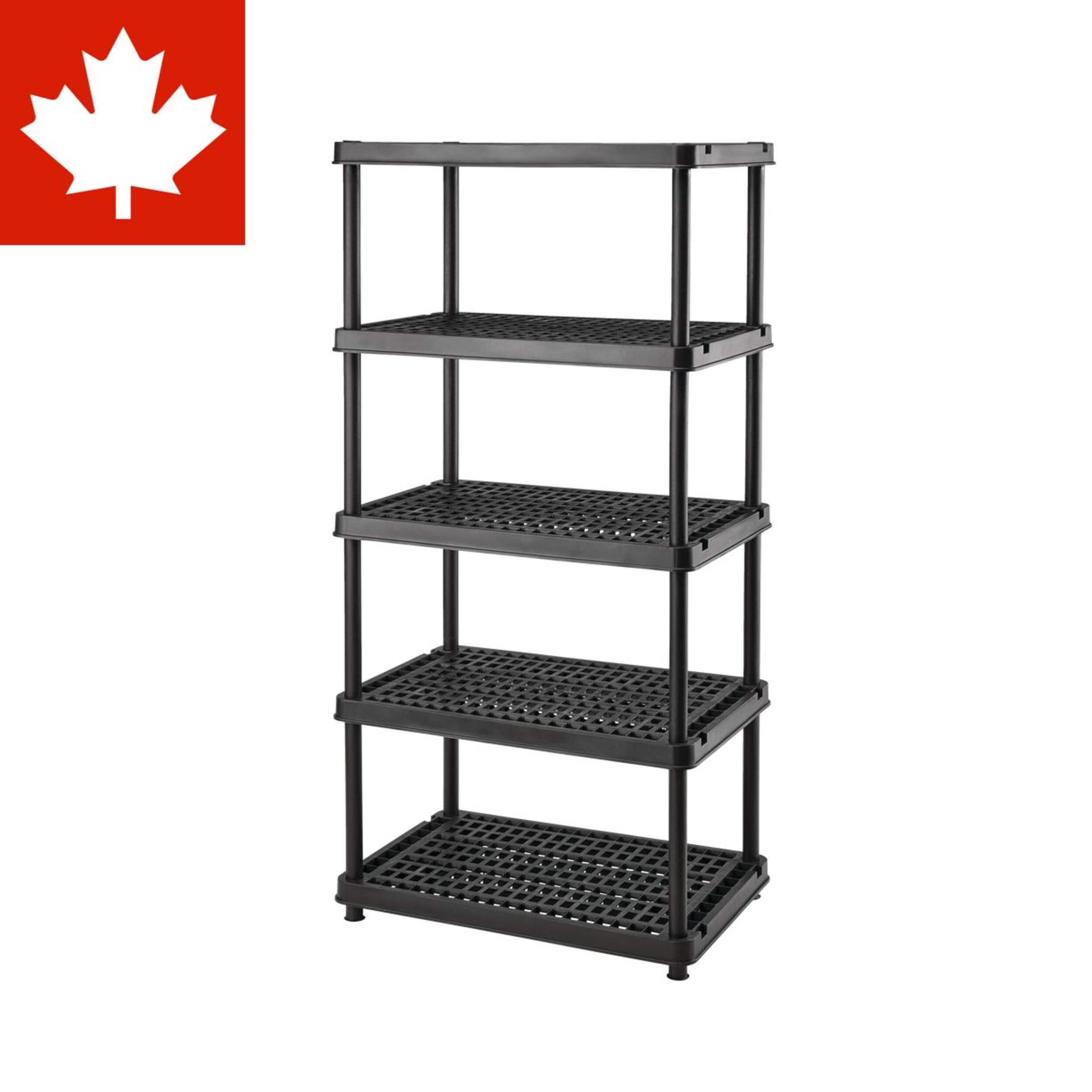 Mastercraft 5-Shelf Resin/ Plastic Storage Rack/ Shelving Unit, 36 x 24 x 72-in Front_Angled_Left