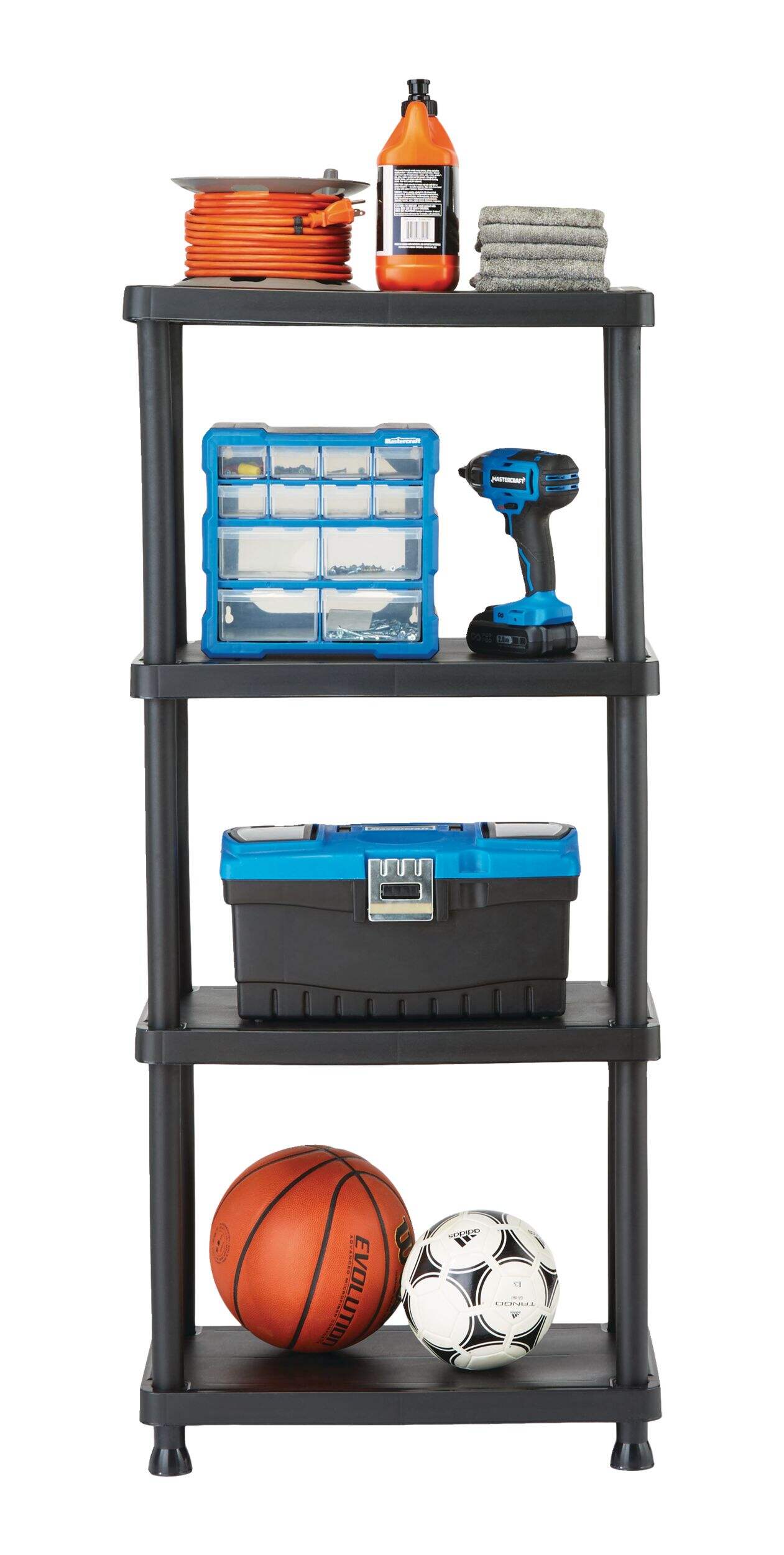 Certified 4Shelf Resin/ Plastic Storage Rack/ Shelving Unit, 23 x 12 x