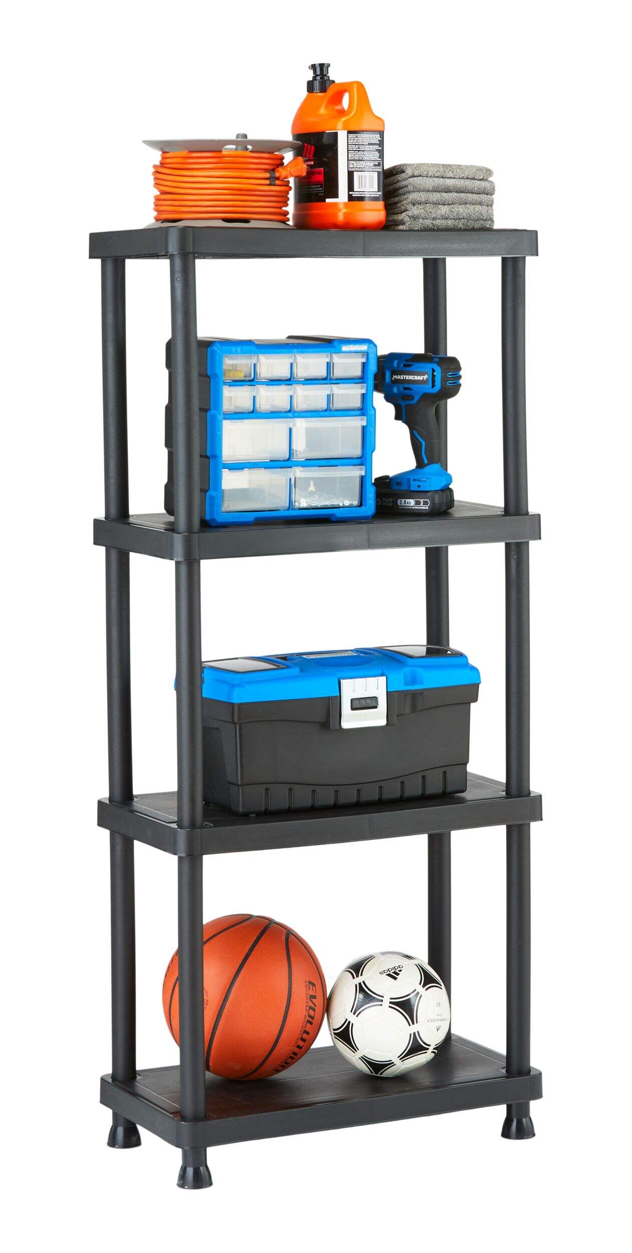 Certified 4Shelf Resin/ Plastic Storage Rack/ Shelving Unit, 23 x 12 x