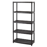 Mastercraft 5-Shelf Resin/ Plastic Storage Rack/ Shelving Unit, 36 x 18 x 72-in Front_Angled_Left