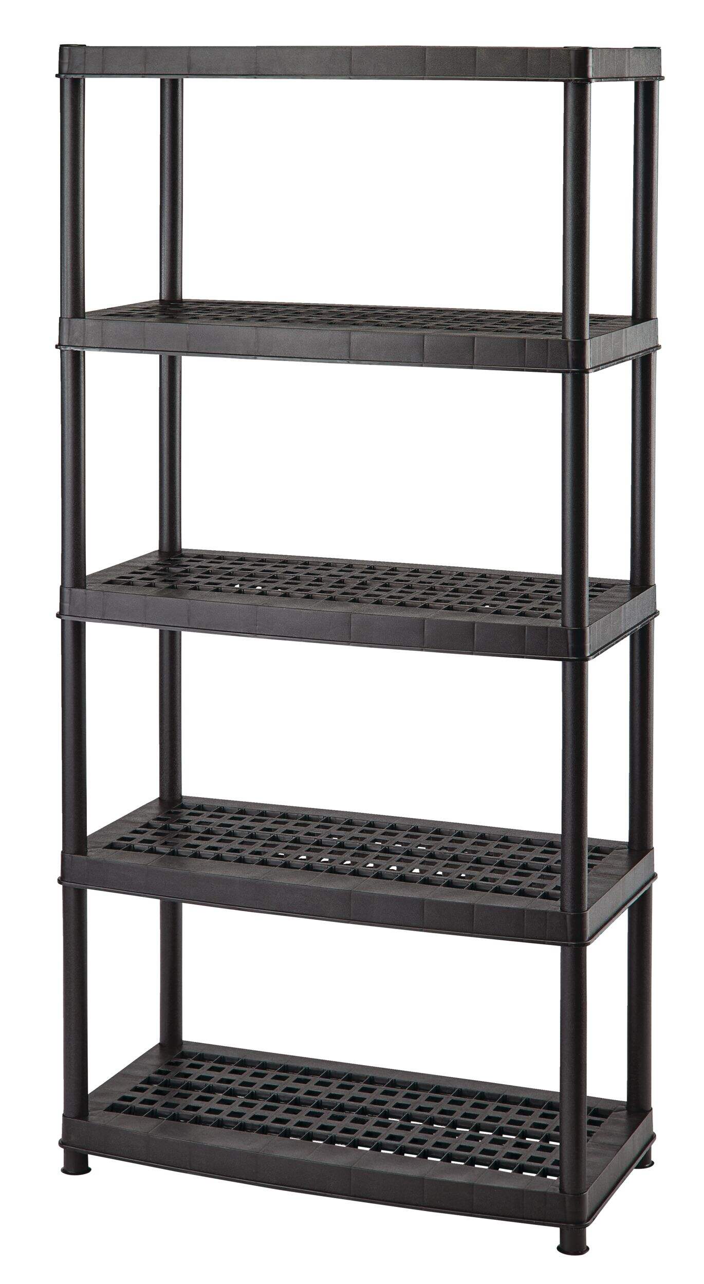 Mastercraft 5-Shelf Resin/ Plastic Storage Rack/ Shelving Unit, 36 x 18 x 72-in Front_Angled_Left