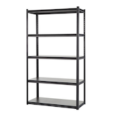Mastercraft Adjustable 5-Shelf Steel Metal & Wood Storage Rack / Shelving Unit, 41 x 18 x 72-in Front_Three_Fourths_Angled_Left