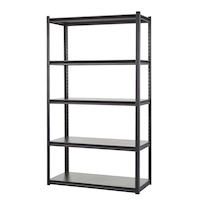 Mastercraft Adjustable 5-Shelf Steel Metal & Wood Storage Rack / Shelving Unit, 41 x 18 x 72-in Front_Three_Fourths_Angled_Left