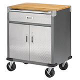 Mastercraft 2-Door, 1-Drawer Wooden Top Base Storage Cabinet with Wheels, Diamond Series, 29 x 23 x 35-in Front_Three_Fourths_Angled_Left