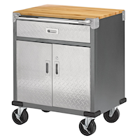 Mastercraft 2-Door, 1-Drawer Wooden Top Base Storage Cabinet with Wheels, Diamond Series, 29 x 23 x 35-in Front_Three_Fourths_Angled_Left