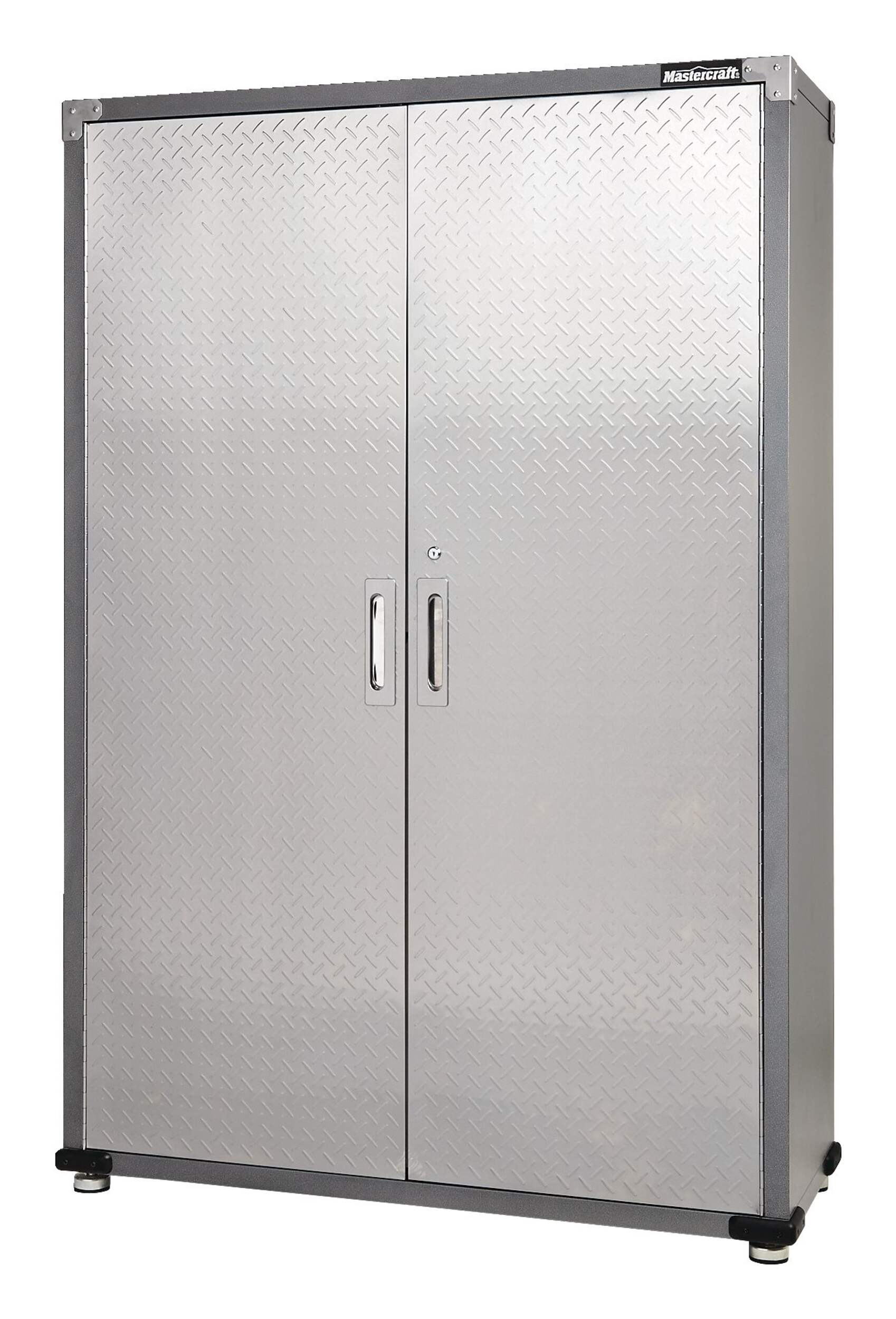 Armoire haute et large Mastercraft à 2 portes, 3 tablettes réglables, 122 x 46 x 183 cm, noir Front_Three_Fourths_Angled_Left