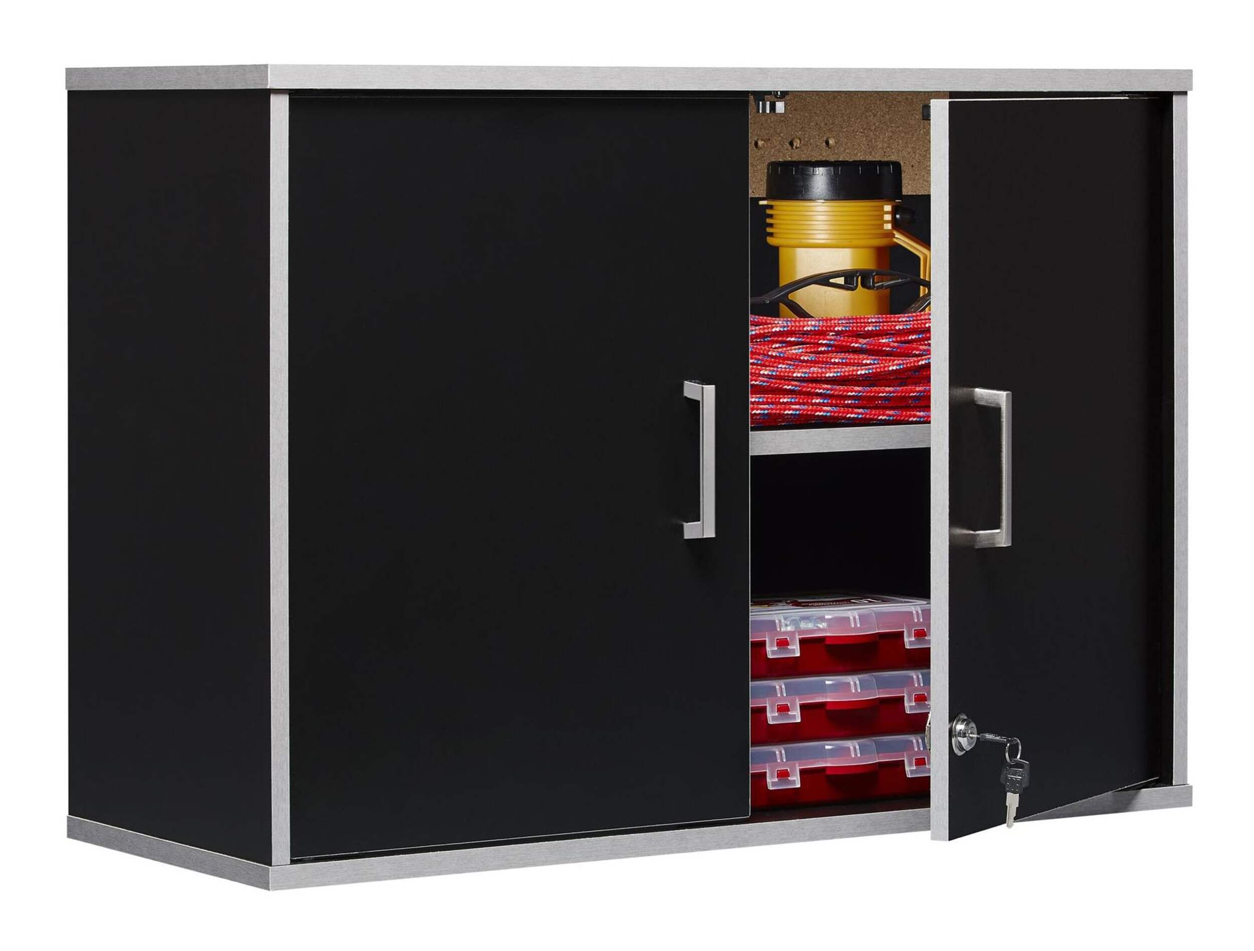 Armoire de rangement murale System Build à 2 portes, noir Front_Angled_Right