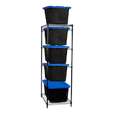 Duratech 5-Tier Steel Tote Storage Rack, Black Front_Angled_Right