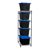 Duratech 5-Tier Steel Tote Storage Rack, Black Front_Angled_Right