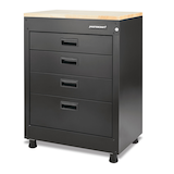Mastercraft 4-Drawer Wooden Top Base Storage Cabinet, Black Series, 28 x 18 x 37-in Front_Three_Fourths_Angled_Left