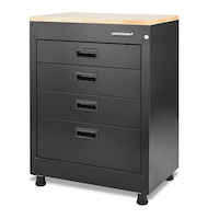 Mastercraft 4-Drawer Wooden Top Base Storage Cabinet, Black Series, 28 x 18 x 37-in Front_Three_Fourths_Angled_Left