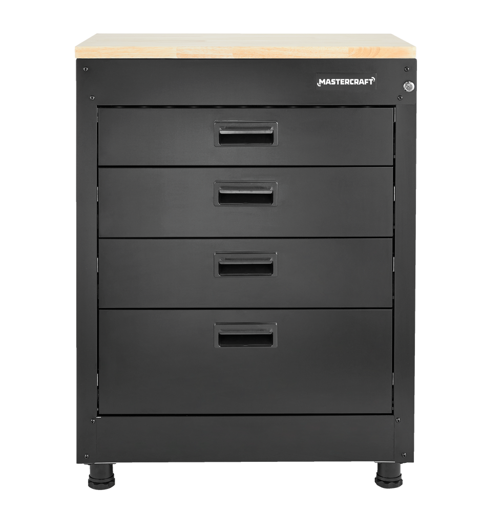 Mastercraft 4Drawer Wooden Top Base Storage Black Series, 28