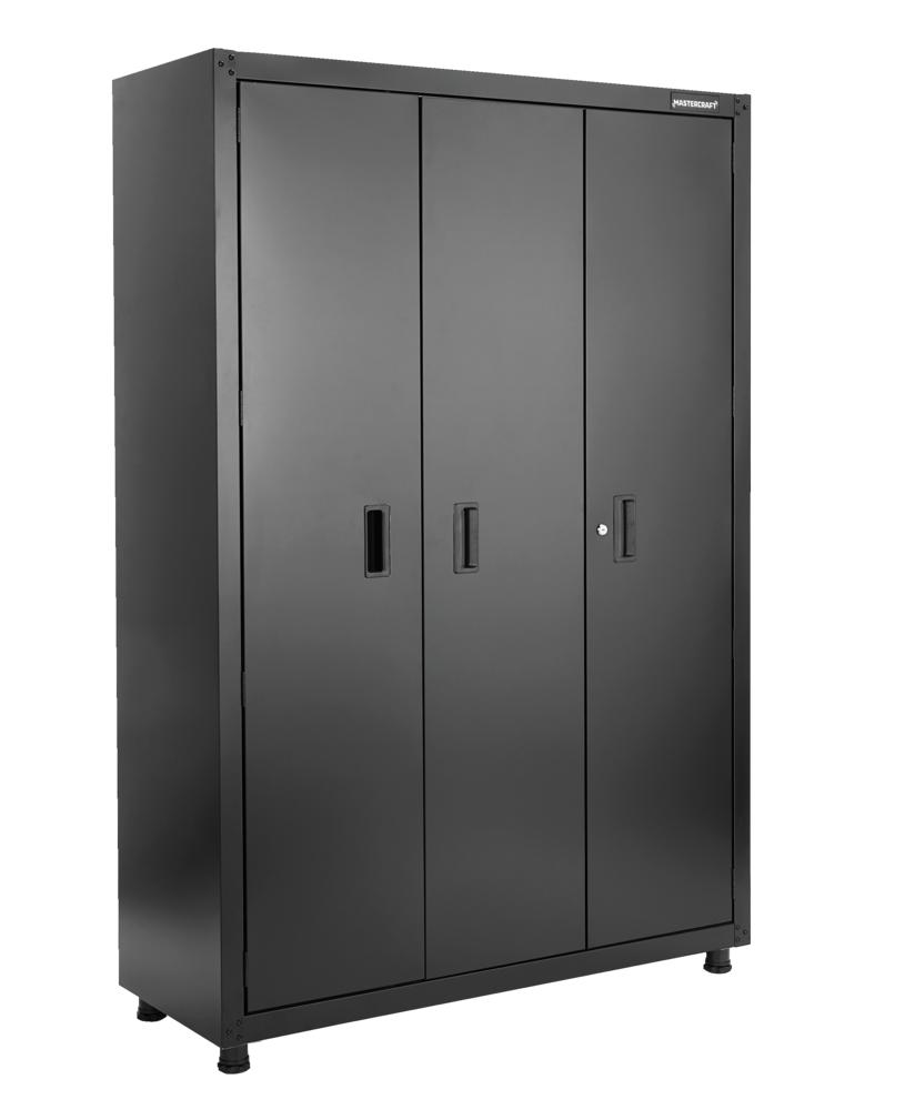 3-Door Tall Cabinet with 3 Adjustable Shelves, Black Series, 48 x 18 x 72-in Mastercraft