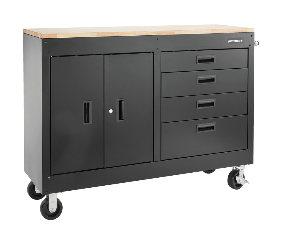 Mastercraft 4Drawer, 2 Door Wooden Top Workstation + with