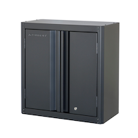 Mastercraft 2-Door Wall Storage Cabinet with Adjustable Shelf, Black, 28 x 14 x 29-in Front_Three_Fourths_Angled_Left