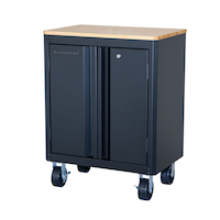 Mastercraft 2-Door Wooden Top Base Storage Cabinet, Mobile, 71 x 35.5 x 73.6 cm, Black Front_Three_Fourths_Angled_Left