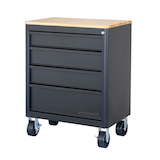 Armoire inférieure Mastercraft à 4 tiroirs avec dessus en bois, mobile, 71,3 x 46,6 x 93,9 cm, noir Front_Three_Fourths_Angled_Left