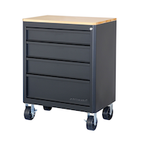 Mastercraft 4-Drawer Wooden Top Base Storage Cabinet, Mobile, 71.3 x 46.6 x 93.9 cm, Black Front_Three_Fourths_Angled_Left