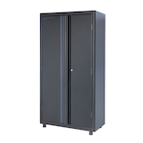 Mastercraft 36" Black 2-Door Tall Cabinet with Adjustable Shelves, 36 x 18 x 72-in Front_Three_Fourths_Angled_Left