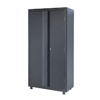 Mastercraft 2-Door Lockable Tall Storage Cabinet with Adjustable Shelves, Black, 36-in Front_Three_Fourths_Angled_Left