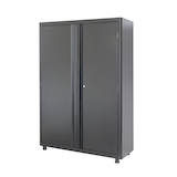 Mastercraft 48" Black 2-Door Tall Cabinet with Adjustable Shelves, 48 x 18 x 72-in Front_Three_Fourths_Angled_Left