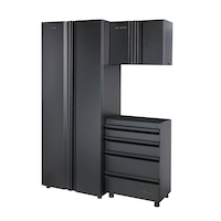 MAXIMUM 3-Piece Pre-Assembled Garage Storage Cabinet Set, Black Front_Angled_Left
