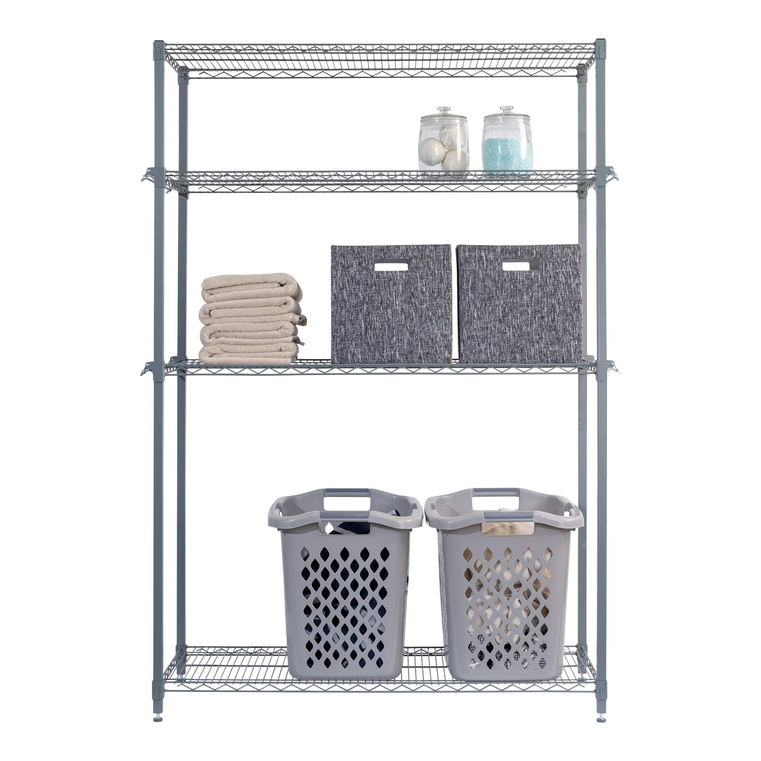CleverMade 4Shelf Adjustable Height Metal Storage Rack / Shelving, 52