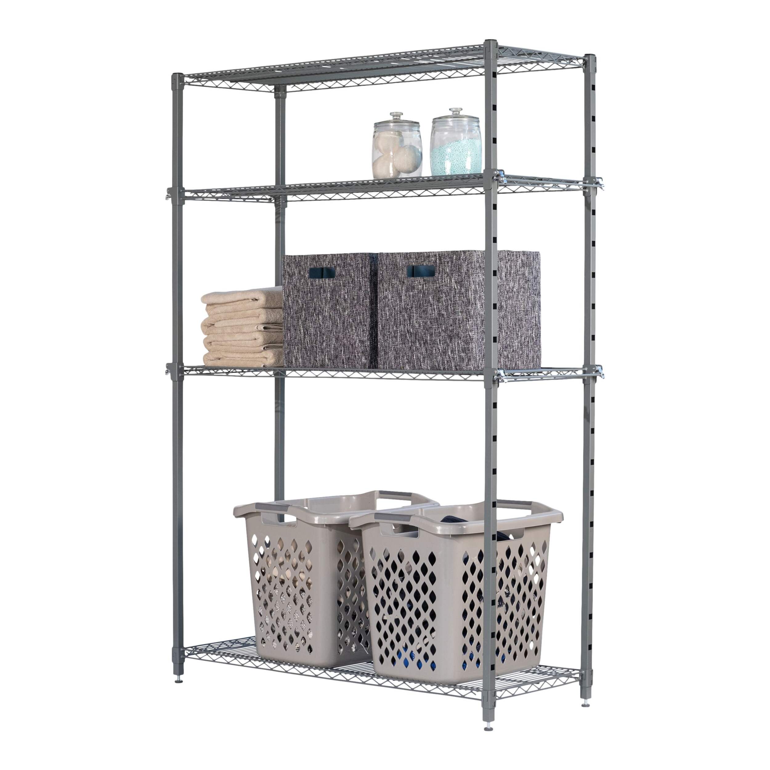 CleverMade 4Shelf Adjustable Height Metal Storage Rack / Shelving, 52