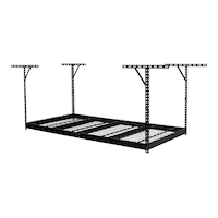 Mastercraft Customizable Steel Storage Ceiling Rack, 600-lb Load Capacity, Black, 8 x 4-ft Front_Three_Fourths_Angled_Left