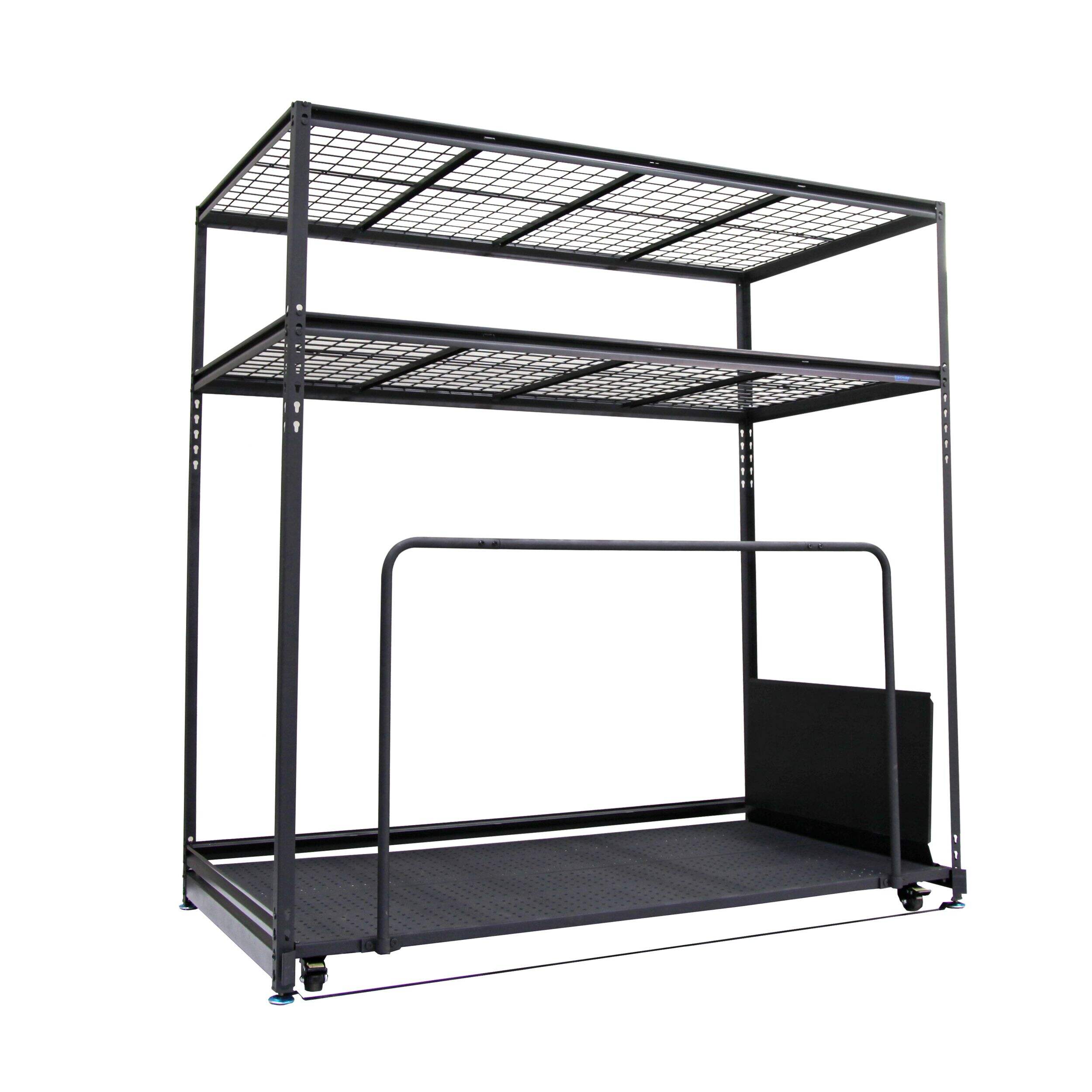 Mastercraft Seasonal Storage Rack with Rolling Platform Cart, Black Front_Three_Fourths_Angled_Right
