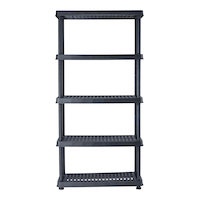 Mastercraft Adjustable 5-Shelf Resin/Plastic Storage Rack/Shelving Unit, 36 x 18 x 72-in Front_Flat
