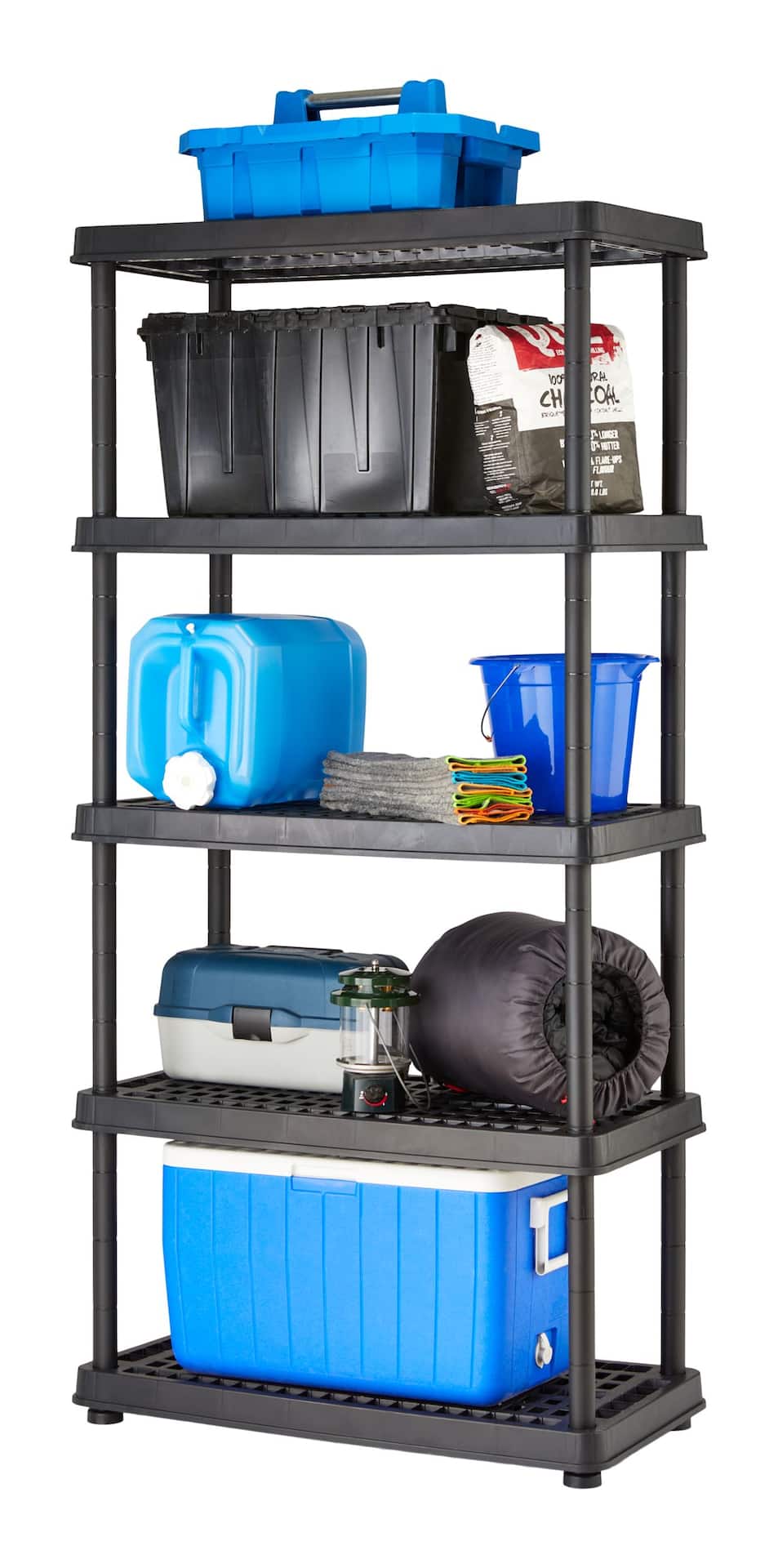 Certified Adjustable 5-Shelf Resin/ Plastic Storage Rack/ Shelving Unit, 36  x 18 x 72-in