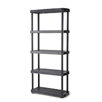 Mastercraft Adjustable 5-Shelf Resin/ Plastic Storage Rack/ Shelving Unit, 36 x 14 x 72-in Front_Three_Fourths_Angled_Left