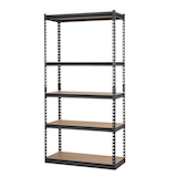 Mastercraft Adjustable 5-Shelf Steel Metal & Wood Storage Rack / Shelving Unit, 36 x 16 x 72-in Front_Three_Fourths_Angled_Left