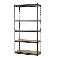 Mastercraft Adjustable 5-Shelf Steel Metal & Wood Storage Rack / Shelving Unit, 36 x 16 x 72-in Front_Three_Fourths_Angled_Left