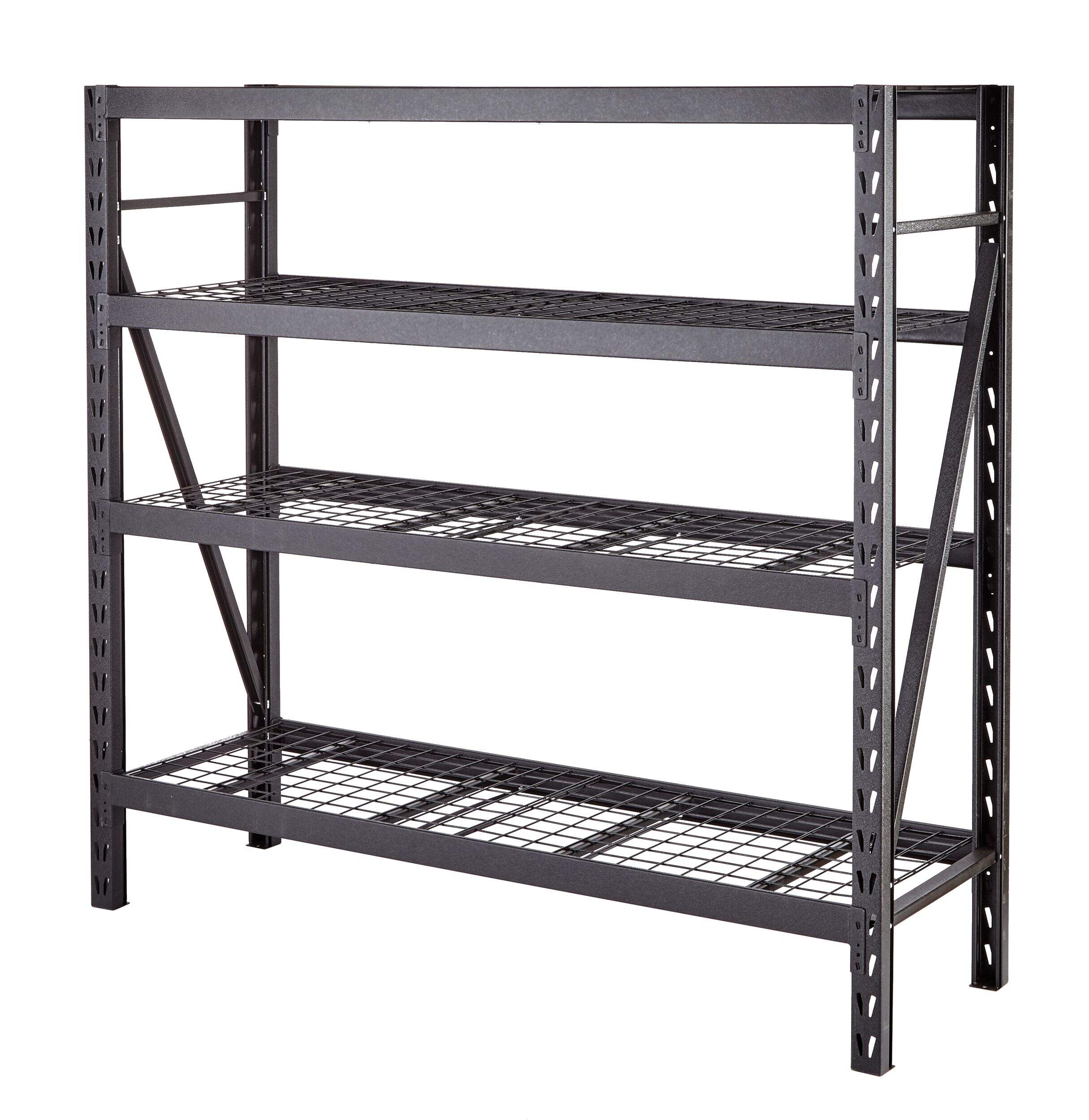 Unité de stockage/étagère en acier robuste à 4 tablettes réglables MAXIMUM, 77 x 24 x 72 po Front_Three_Fourths_Angled_Left