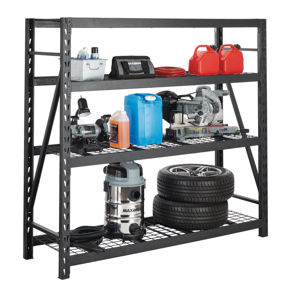 MAXIMUM Adjustable 4Shelf Heavy Duty Steel Metal Storage Rack / Shelving Unit, 77 x 24 x 72in