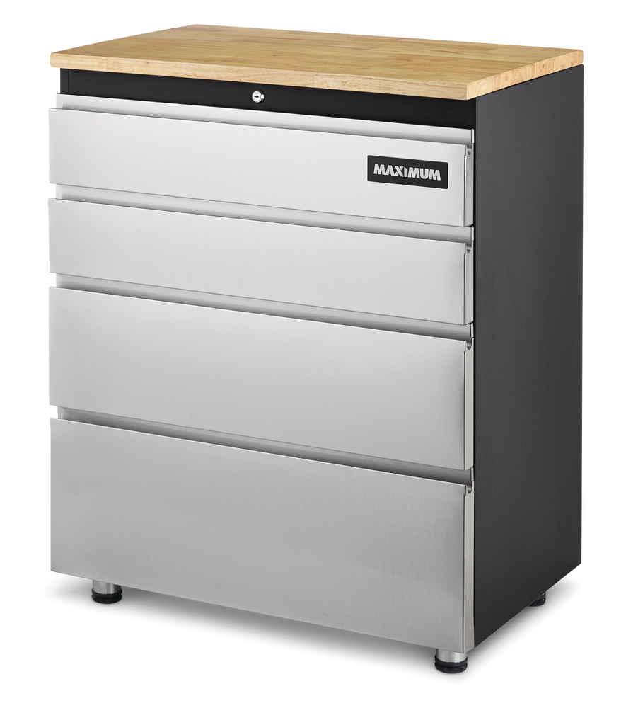 MAXIMUM 4Drawer Wooden Top Base Storage Stainless Series, 37